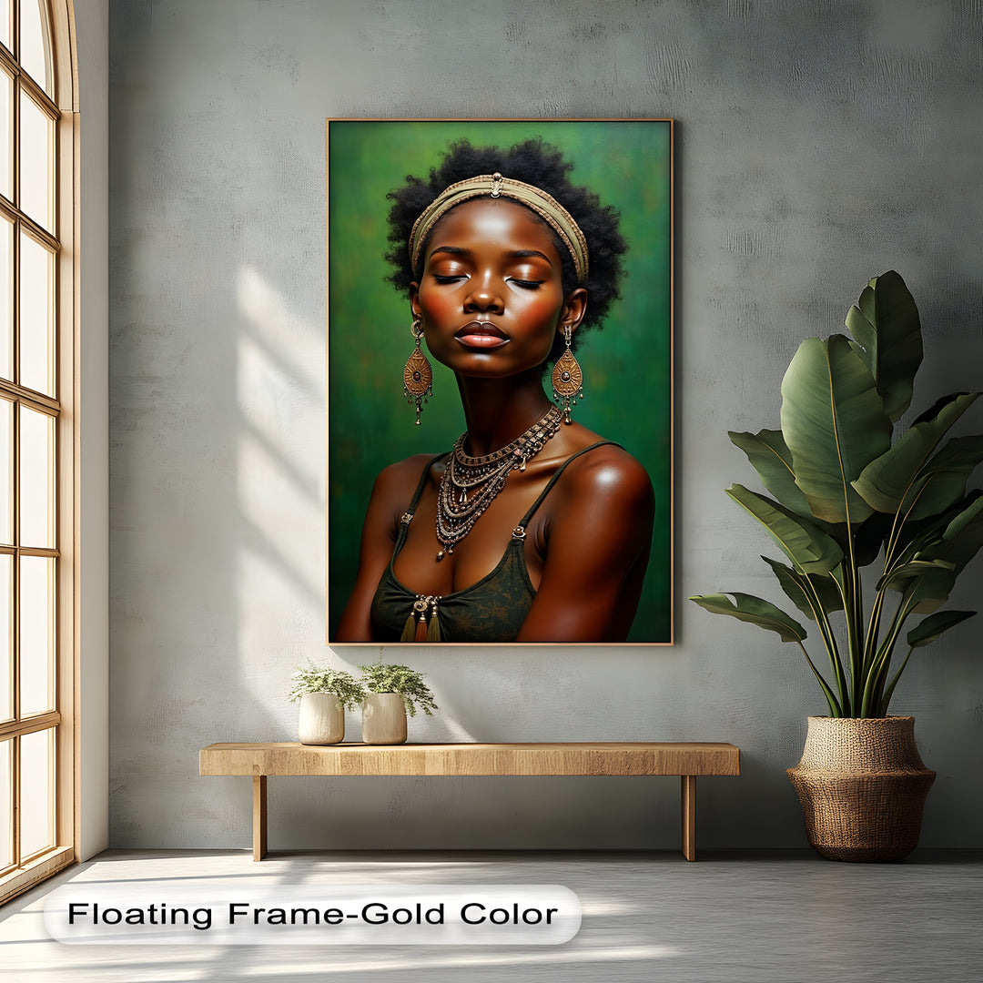 Graceful Serenity – African Woman Portrait Canvas Wall Art | Framed Art