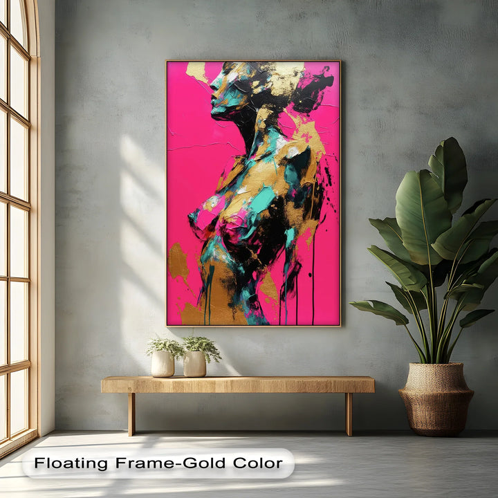 Electric Muse – Bold Abstract Female Figure Canvas Print - MyPhotoStation