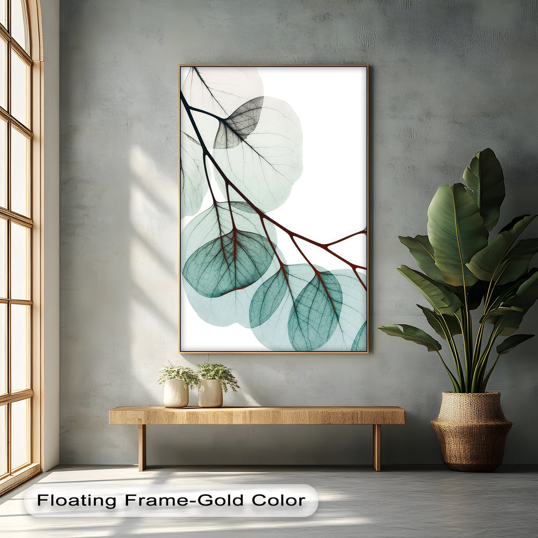 Winterliche Ruhe – Japanische Frau im blauen Kimono, Leinwanddruck | Gerahmtes Kunstwerk