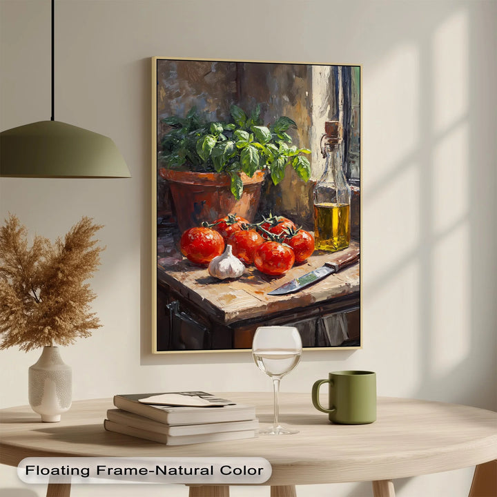 Tuscan Kitchen Still Life – Tomato & Basil Canvas Print - MyPhotoStation