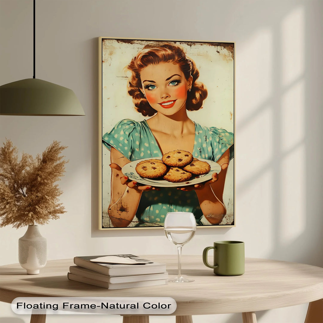 Sweet Smile – Retro Cookie Lady Kitchen Canvas Print - MyPhotoStation
