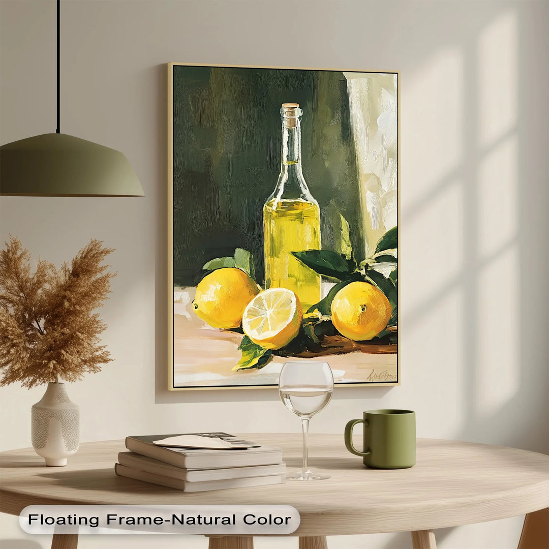 Mediterranean Essence – Lemons and Olive Oil Canvas Print - MyPhotoStation