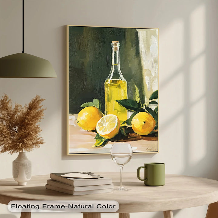 Mediterranean Essence – Lemons and Olive Oil Canvas Print - MyPhotoStation