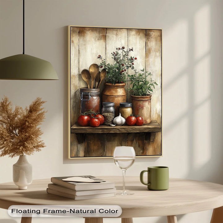 Herb Garden Shelf – Rustic Tomato & Spice Kitchen Canvas Print - MyPhotoStation