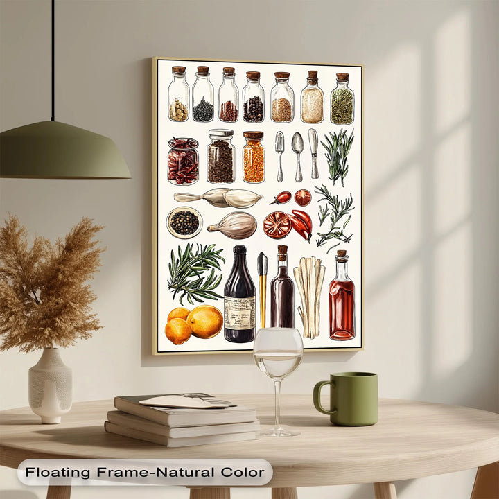 Kitchen Essentials – Illustrated Herbs & Spices Canvas Print - MyPhotoStation