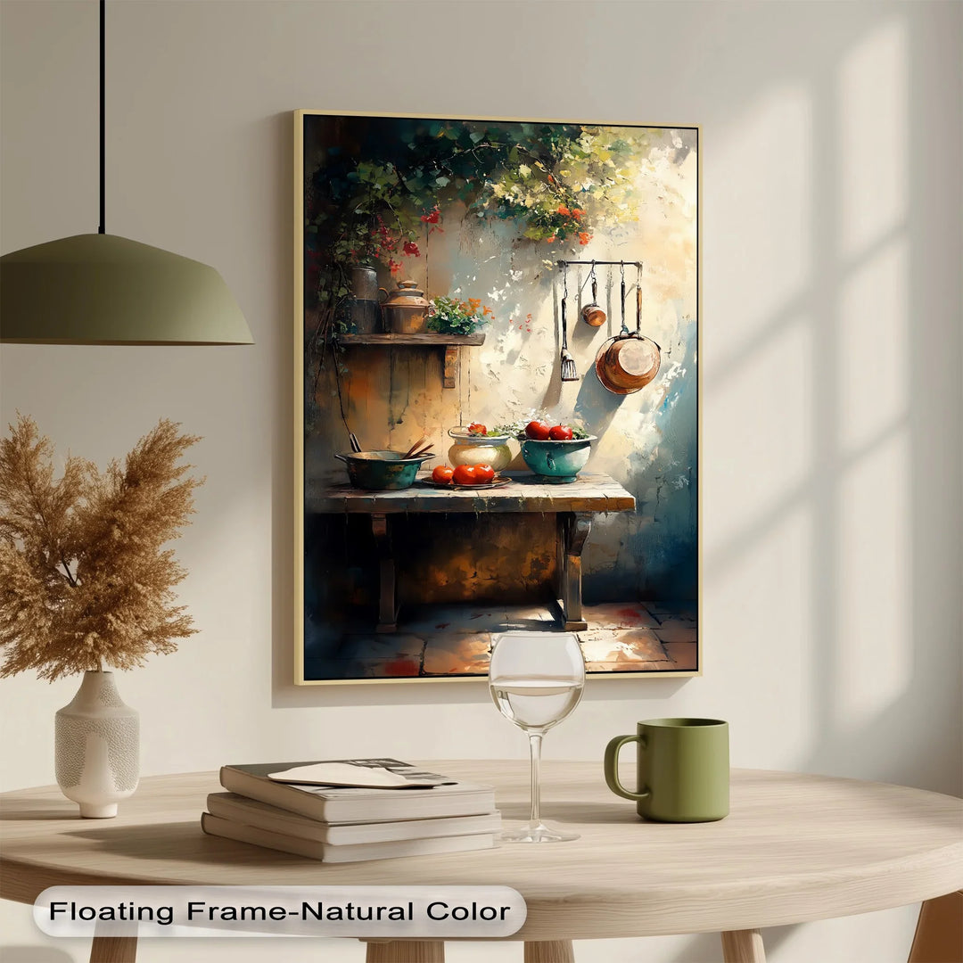 Tuscan Courtyard Kitchen – Rustic Mediterranean Canvas Print - MyPhotoStation