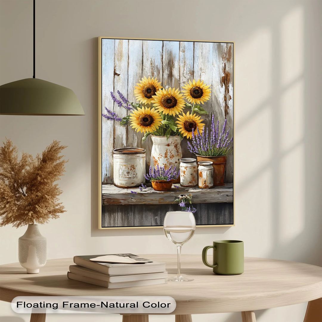 Sunflowers & Lavender – Rustic Farmhouse Floral Canvas Print - MyPhotoStation