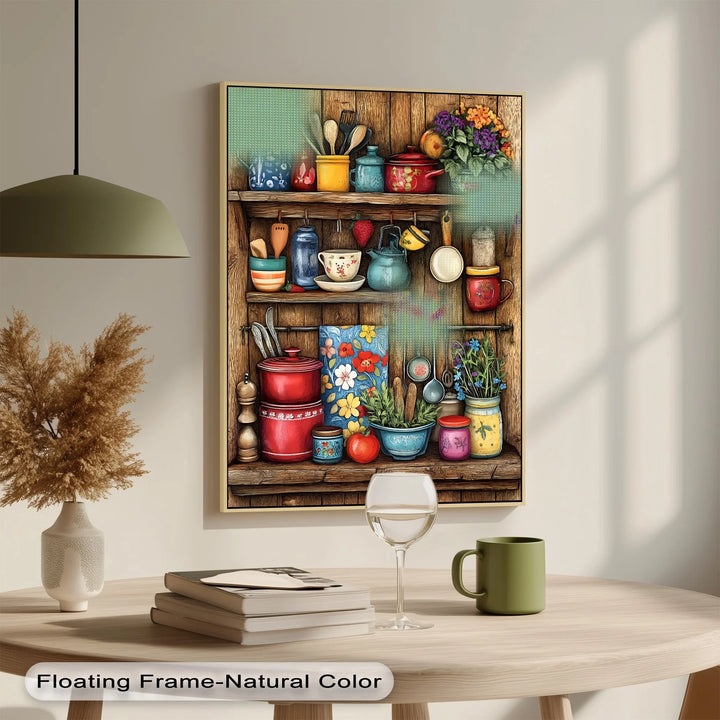 Rustic Kitchen Shelf – Vintage Floral Kitchen Canvas Print - MyPhotoStation