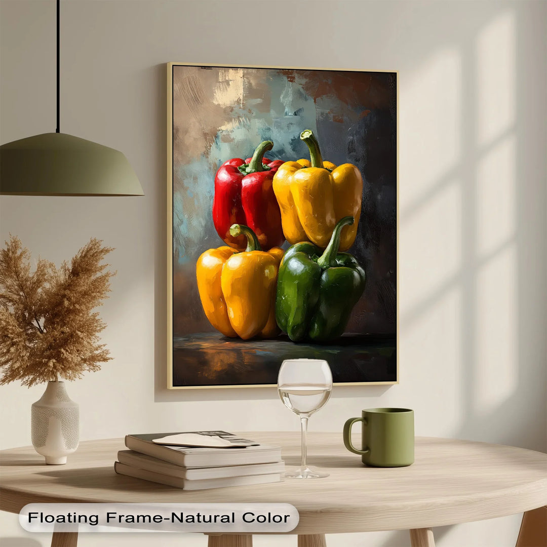 Bell Pepper Harmony – Colorful Still Life Kitchen Canvas Print - MyPhotoStation