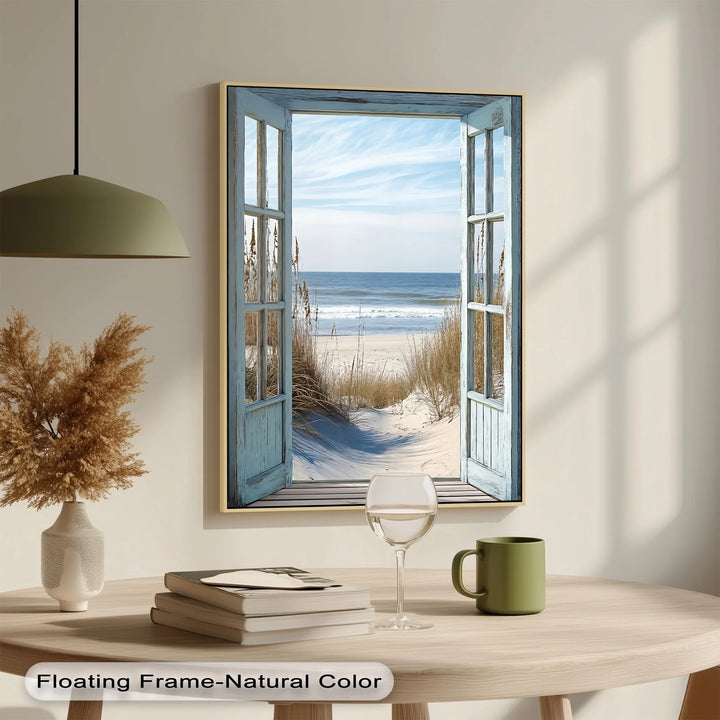 Ocean Breeze View – Open Window Beach Scene Kitchen Canvas Print - MyPhotoStation