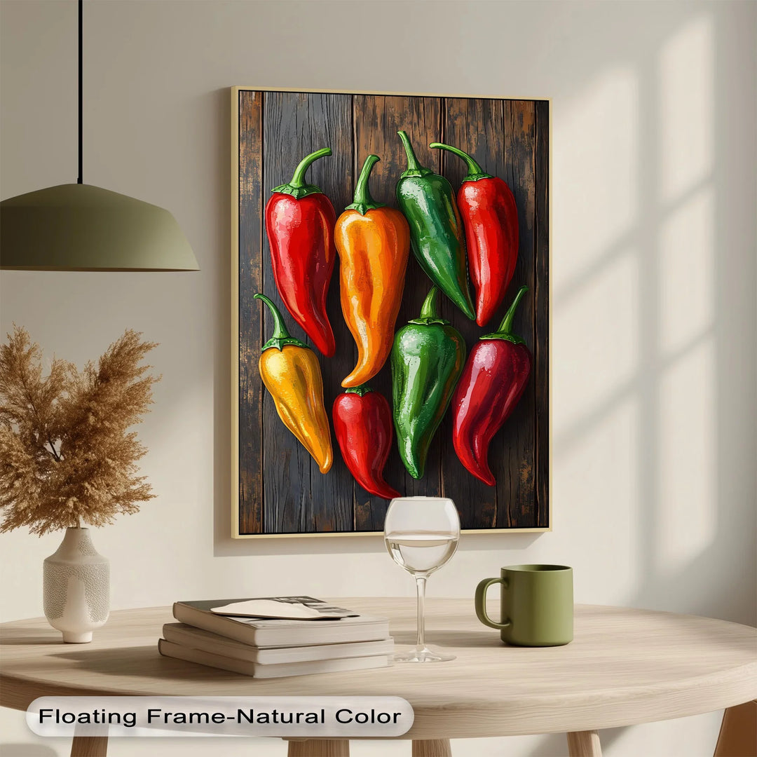 Colorful Peppers – Rustic Vegetable Kitchen Canvas Print - MyPhotoStation