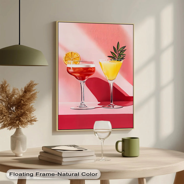 Sunset Sips – Modern Cocktail Glasses Canvas Print - MyPhotoStation