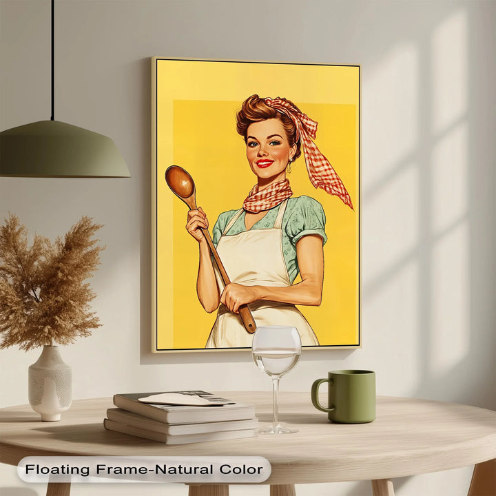 Retro Kitchen Muse – Vintage Cooking Lady Canvas Print - MyPhotoStation