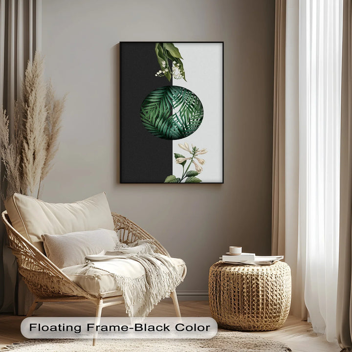 Botanical Balance – Monochrome Floral Contrast Canvas Print - MyPhotoStation