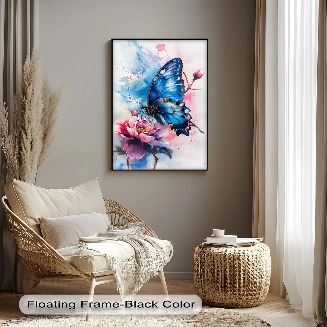Blue Grace – Butterfly on Bloom Animal Canvas Print - MyPhotoStation