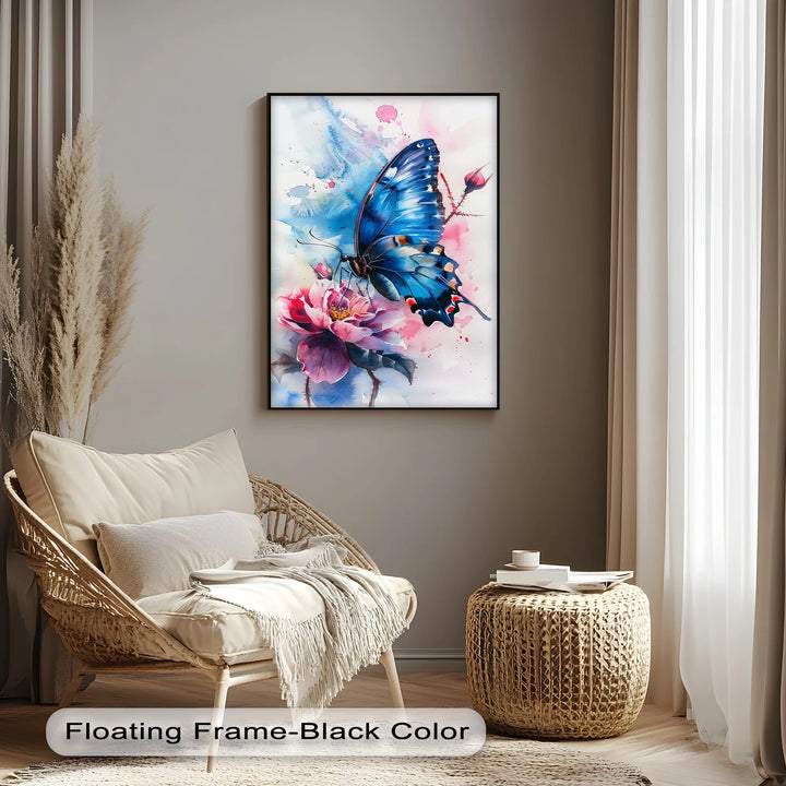 Blue Grace – Butterfly on Bloom Animal Canvas Print - MyPhotoStation