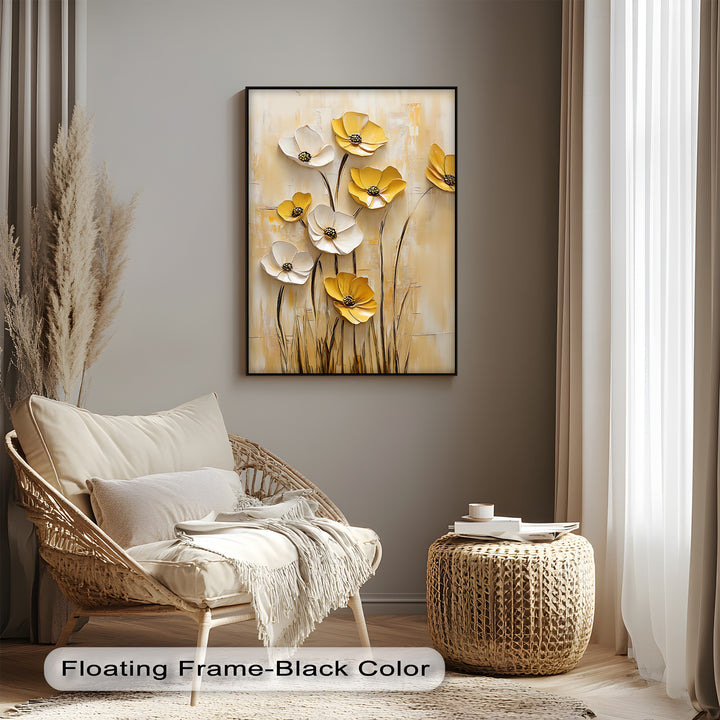 Golden Meadow Blooms – Yellow and White Flower Canvas Wall Art