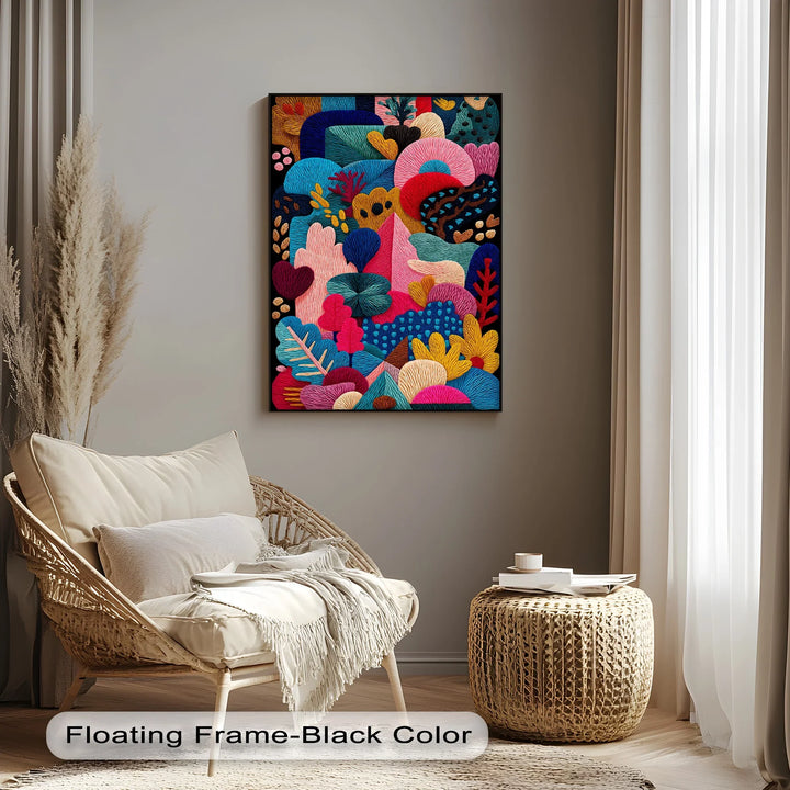 Colorful Abstract Garden Embroidery Style – Bold Canvas Print - MyPhotoStation