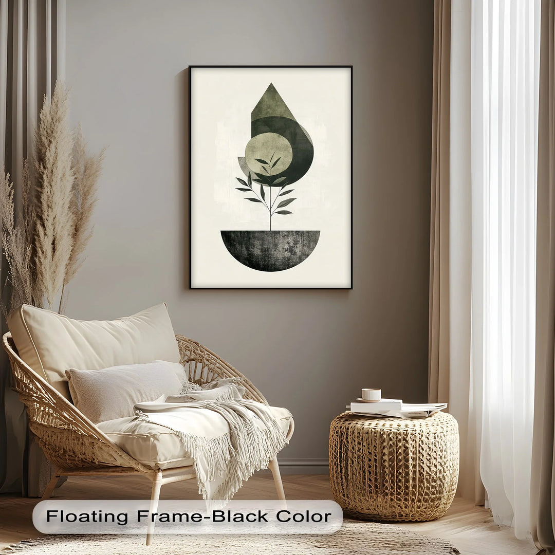 Minimalist Growth – Geometric Plant-Inspired Canvas Print - MyPhotoStation