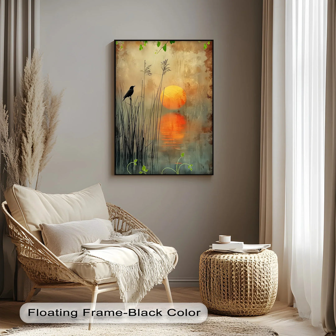 Whispers at Dusk – Silhouetted Bird and Sunset Canvas Print - MyPhotoStation