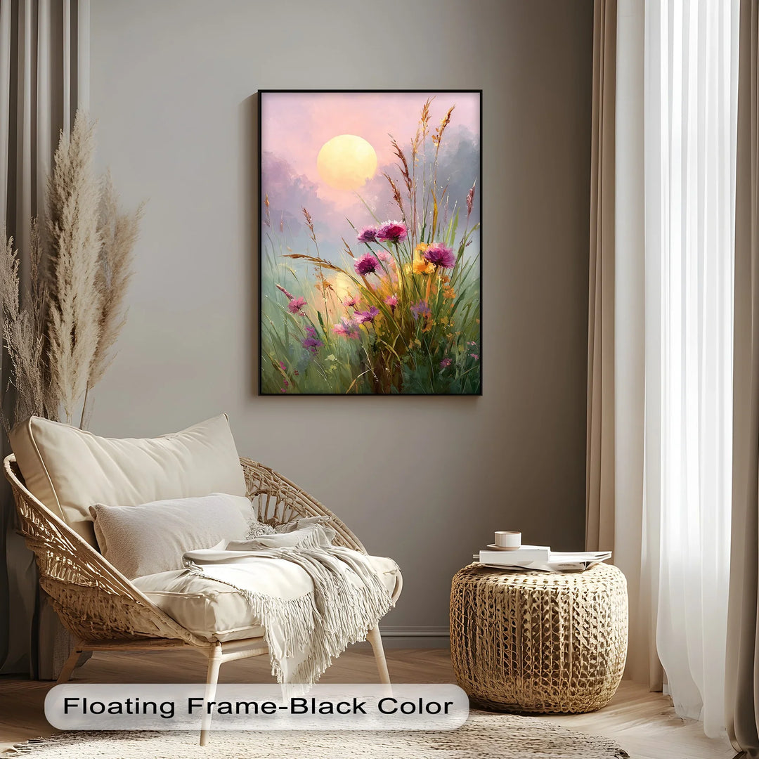 Wildflower Meadow at Dusk – Sunset Landscape Canvas Print - MyPhotoStation