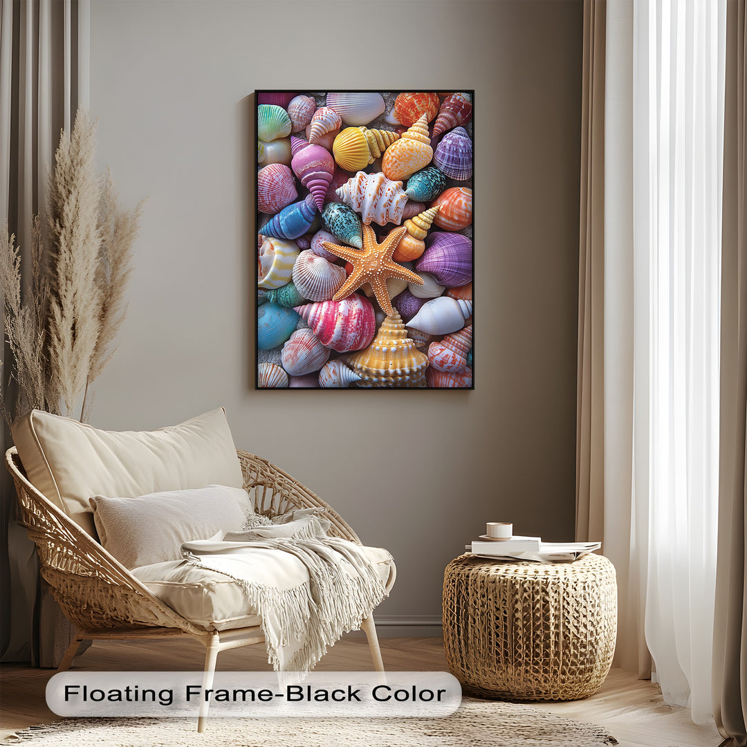 Vibrant Coastal Shells – Colorful Canvas Print