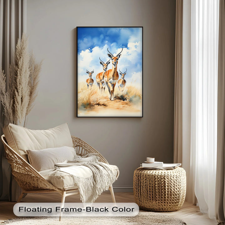Desert Grace – Antelope Herd in Motion Animal Canvas Print - MyPhotoStation