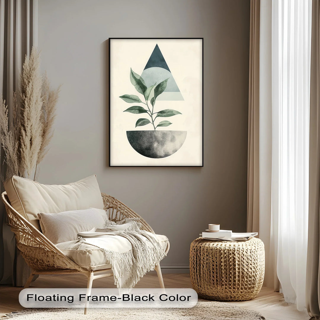 Modern Harmony – Geometric Plant Abstract Canvas Print - MyPhotoStation