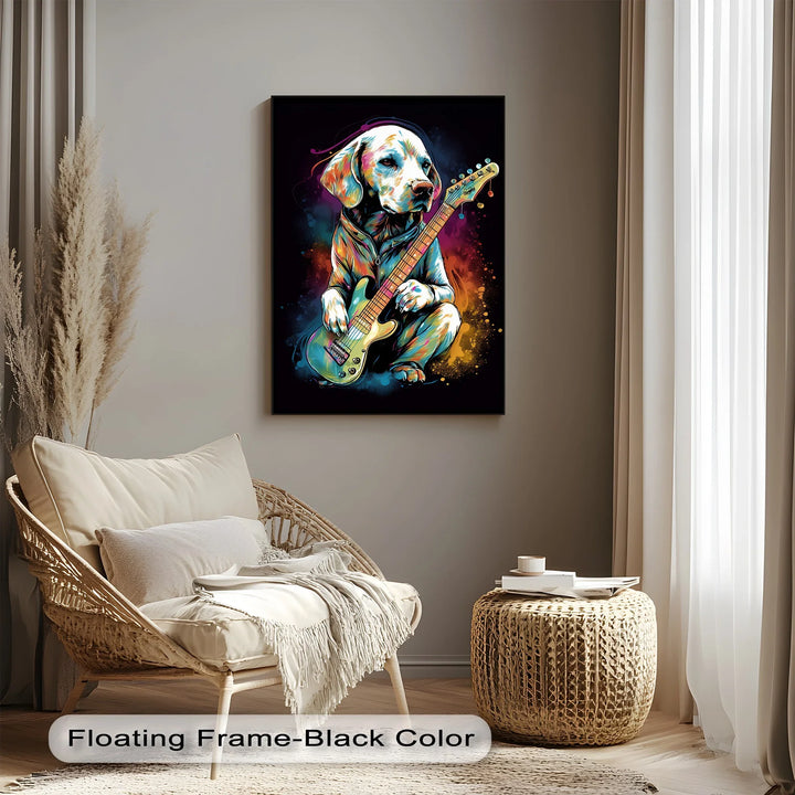 Electric Pup Vibes – Colorful Rock Music Dog Portrait Puppies Canvas Print - MyPhotoStation