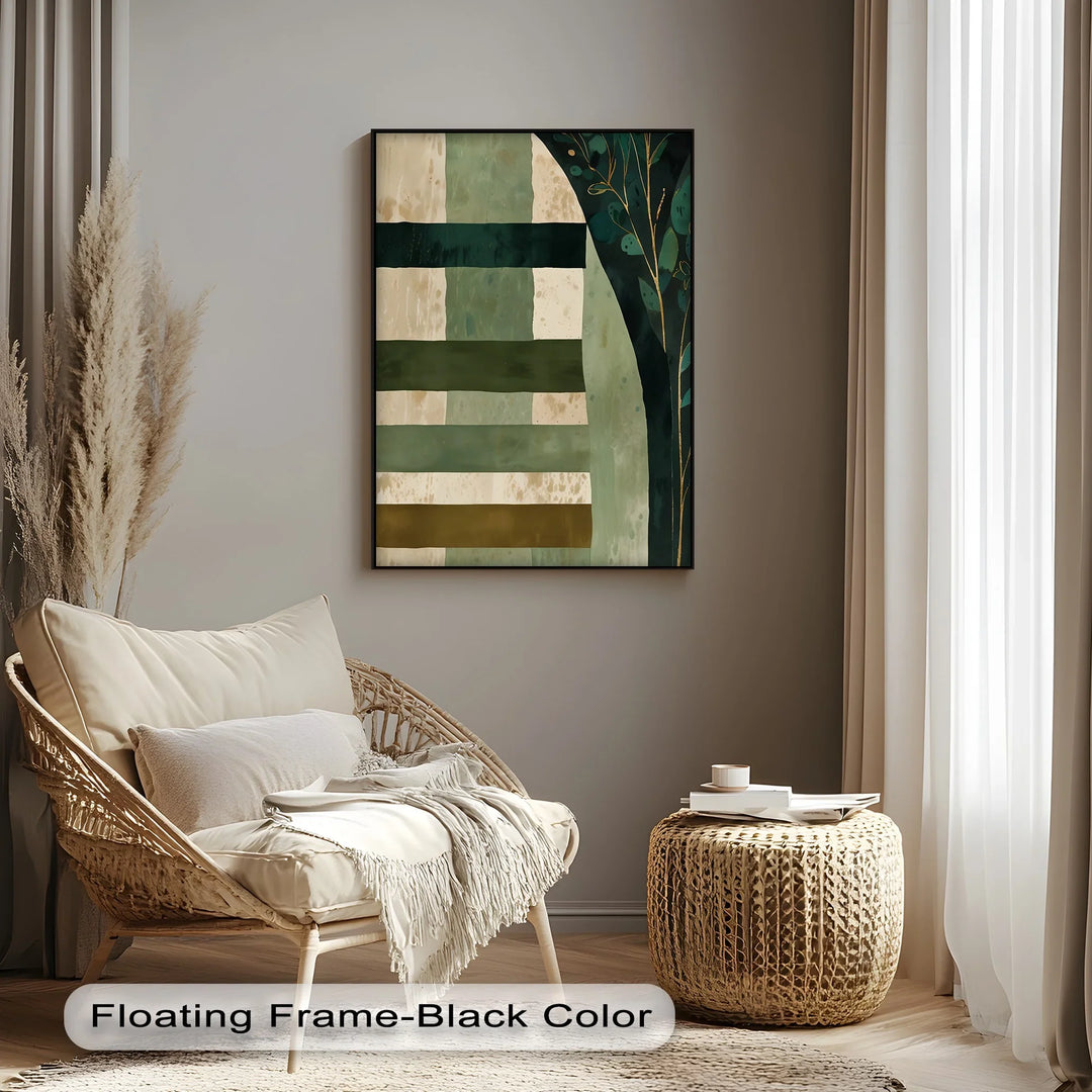Verdant Tapestry – Botanical Stripe Abstract Canvas Print - MyPhotoStation