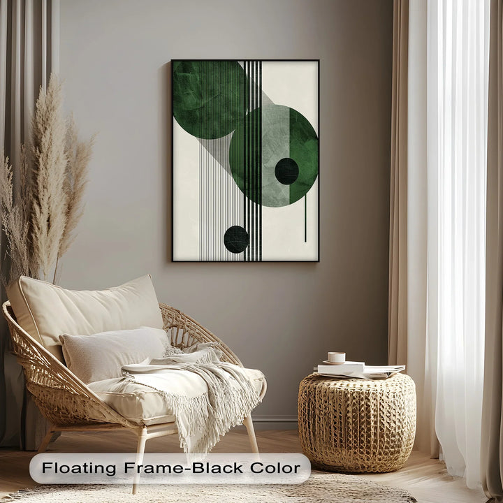 Modern Green Orbital Geometry – Abstract Minimalist Canvas Print - MyPhotoStation