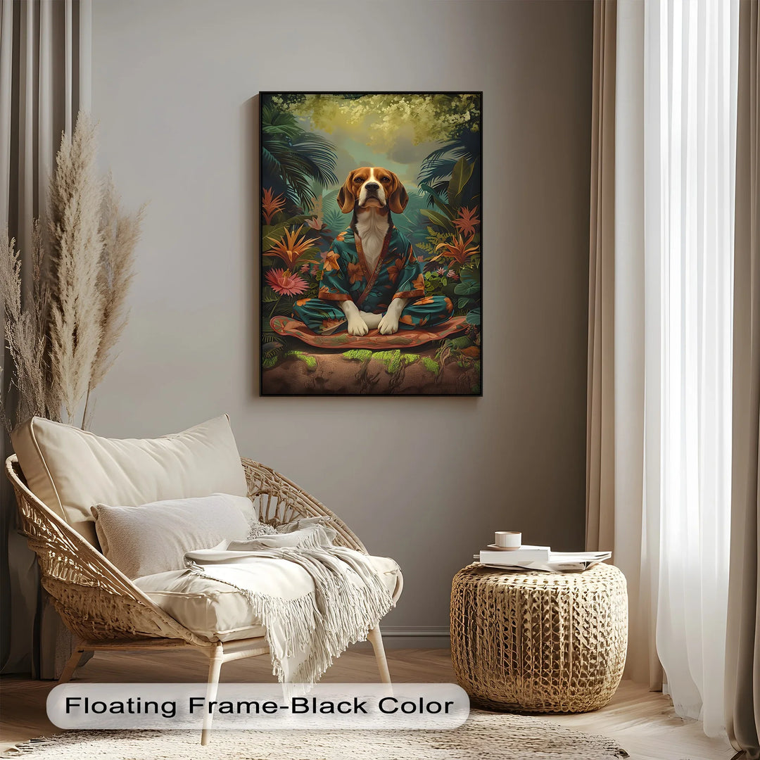 Jungle Zen Beagle – Tropical Meditation Dog Portrait Puppies Canvas Print - MyPhotoStation