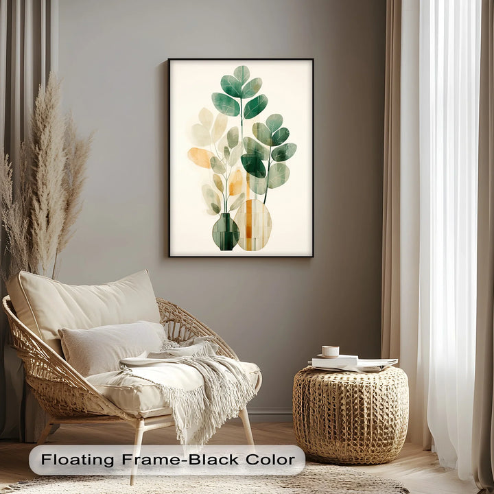 Modern Botanical Silhouettes in Glass Vases – Minimal Nature Canvas Print - MyPhotoStation