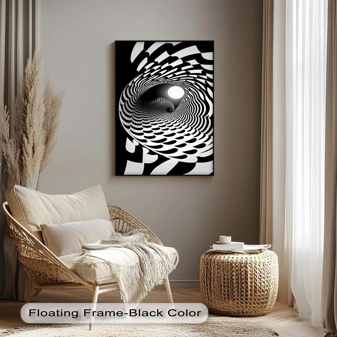 Hypnotic Spiral Tunnel – Black & White Canvas Print - MyPhotoStation