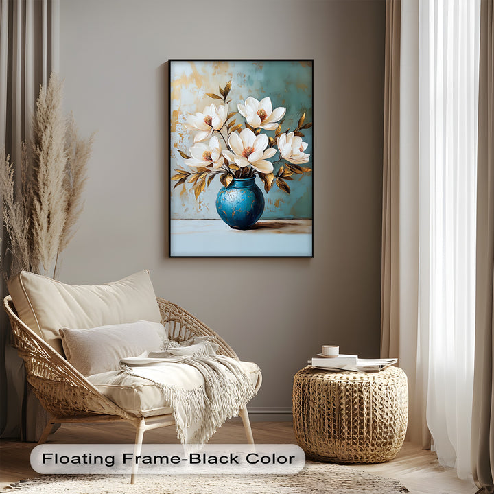 Ivory Magnolia Elegance – White Floral Canvas Print