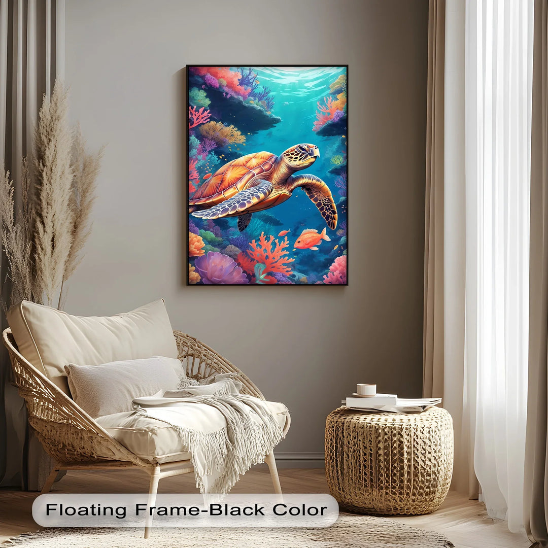 Graceful Sea Turtle – Vibrant Ocean Life Animal Canvas Print - MyPhotoStation