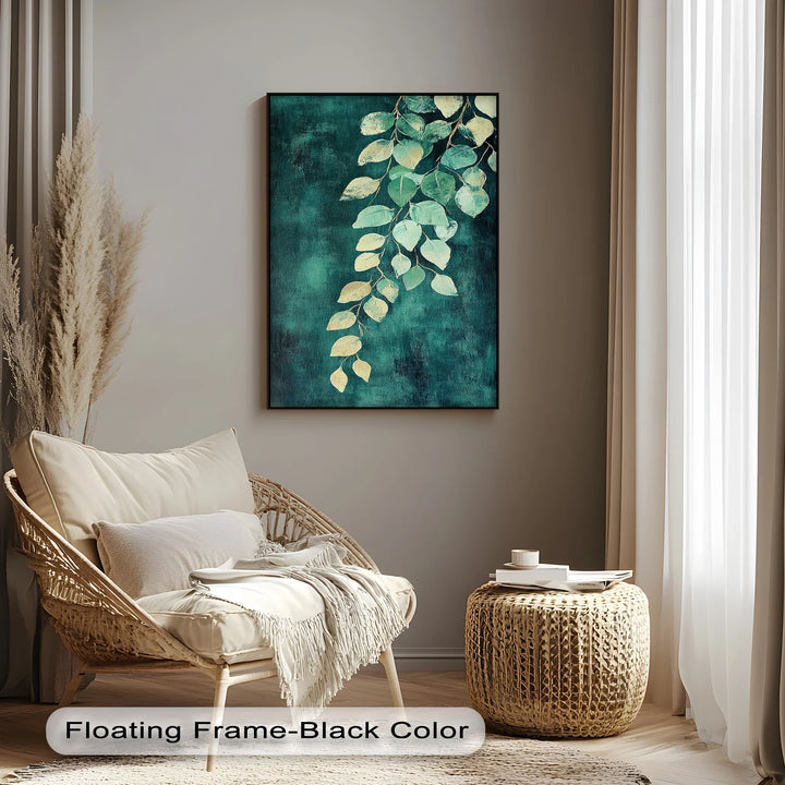 Golden Eucalyptus Cascade – Elegant Leaf Branch Canvas Print - MyPhotoStation