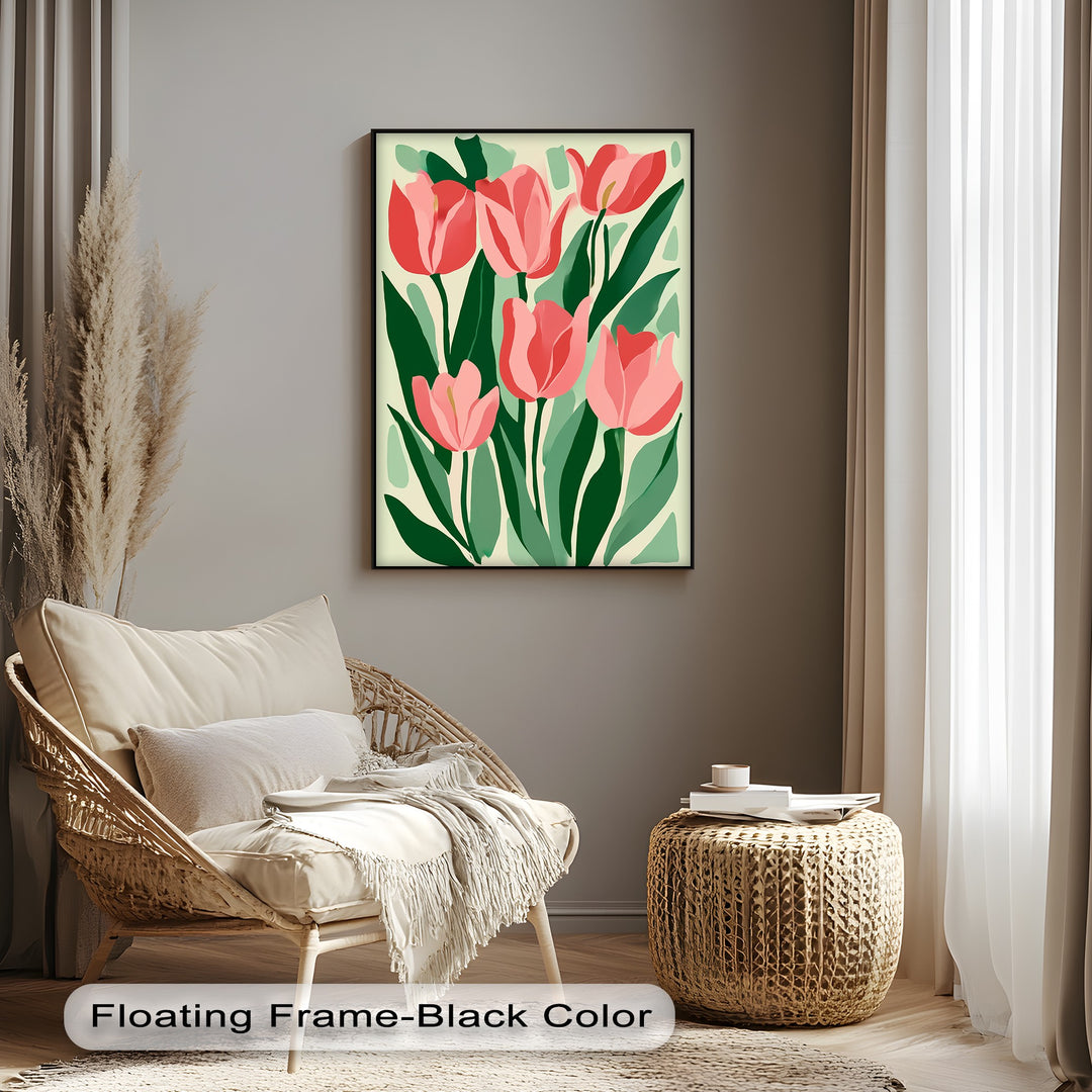 Coral Tulip Delight – Abstract Pink Tulip Canvas Print