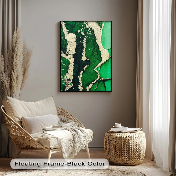 Verdant Gold Flow – Luxury Green Abstract Canvas Print - MyPhotoStation