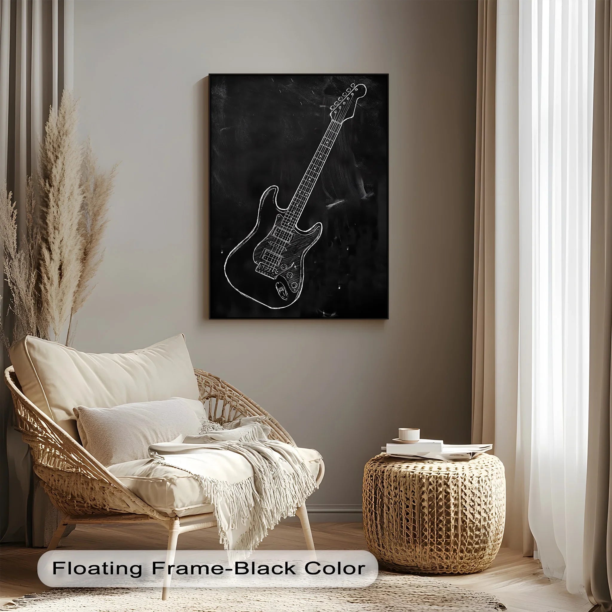 Electric Guitar Chalk Sketch – Rock-Inspired Canvas Wall Art