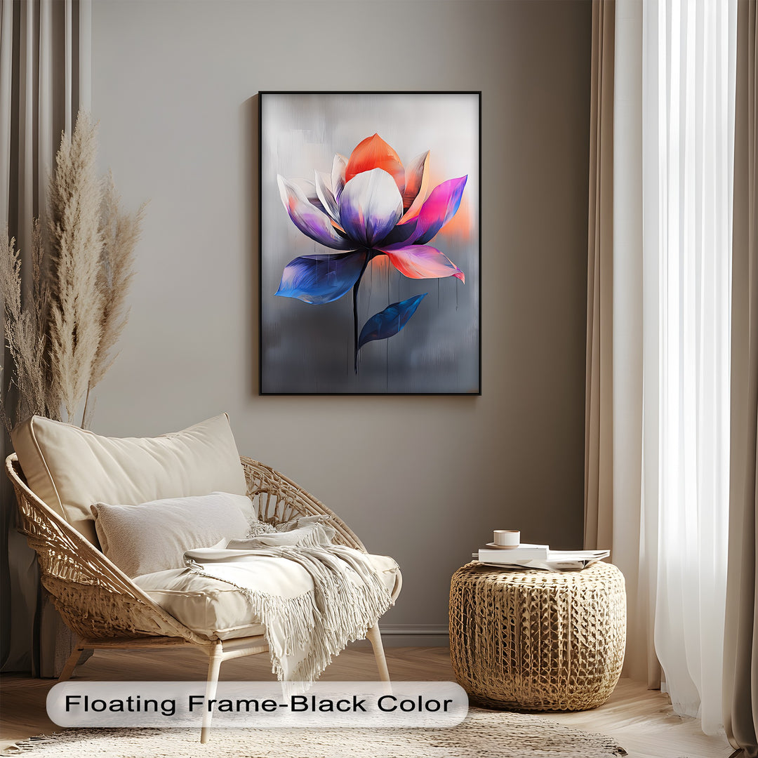 Radiant Lotus Bloom – Multicolor Abstract Flower Canvas Print