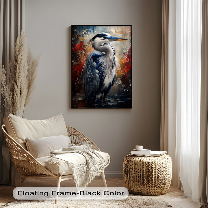 Regal Blue Heron – Majestic Bird Portrait Canvas Print