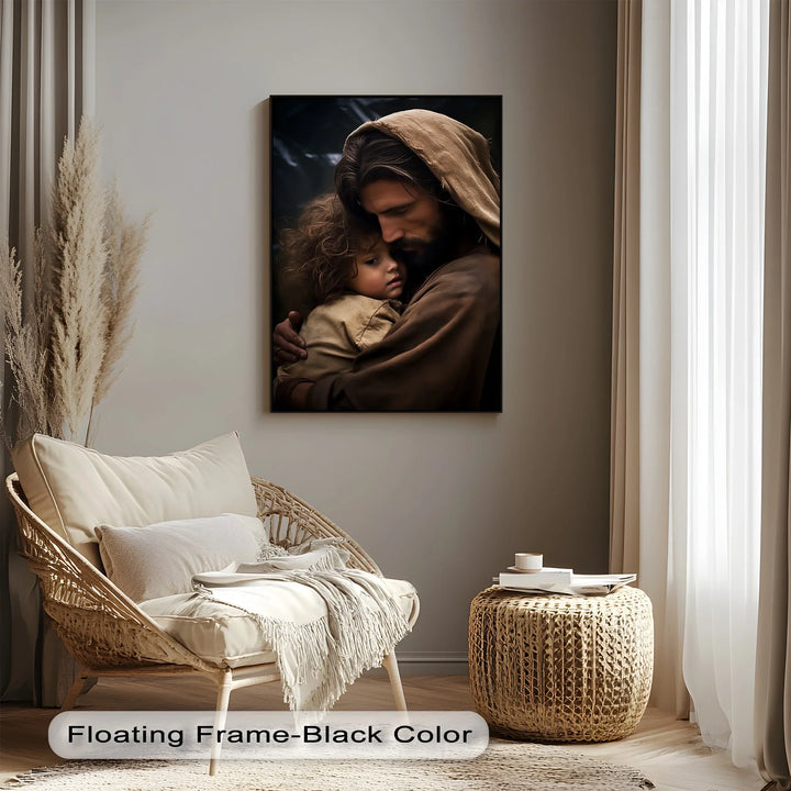 Divine Embrace – Jesus Holding a Child Canvas Print - MyPhotoStation