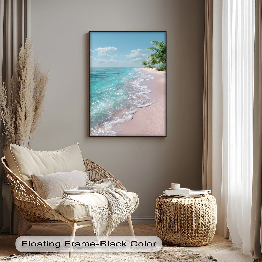 Tropical Bliss – Sparkling Pink Beach Canvas Print