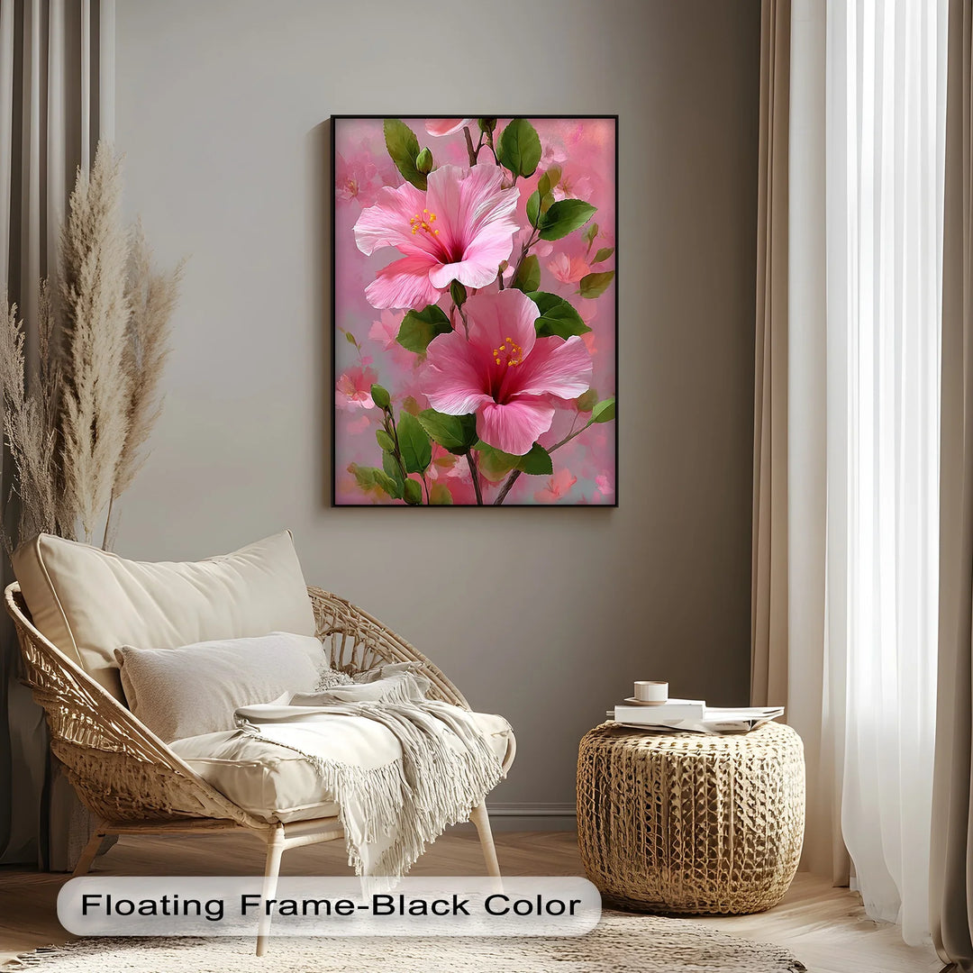 Pink Hibiscus Elegance – Romantic Tropical Floral Canvas Print - MyPhotoStation