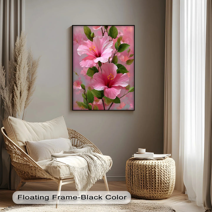 Pink Hibiscus Elegance – Romantic Tropical Floral Canvas Print - MyPhotoStation