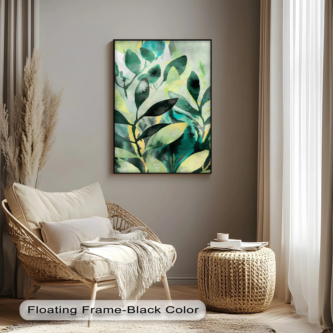 Verdant Harmony – Watercolor Leaf Pattern Canvas Print - MyPhotoStation