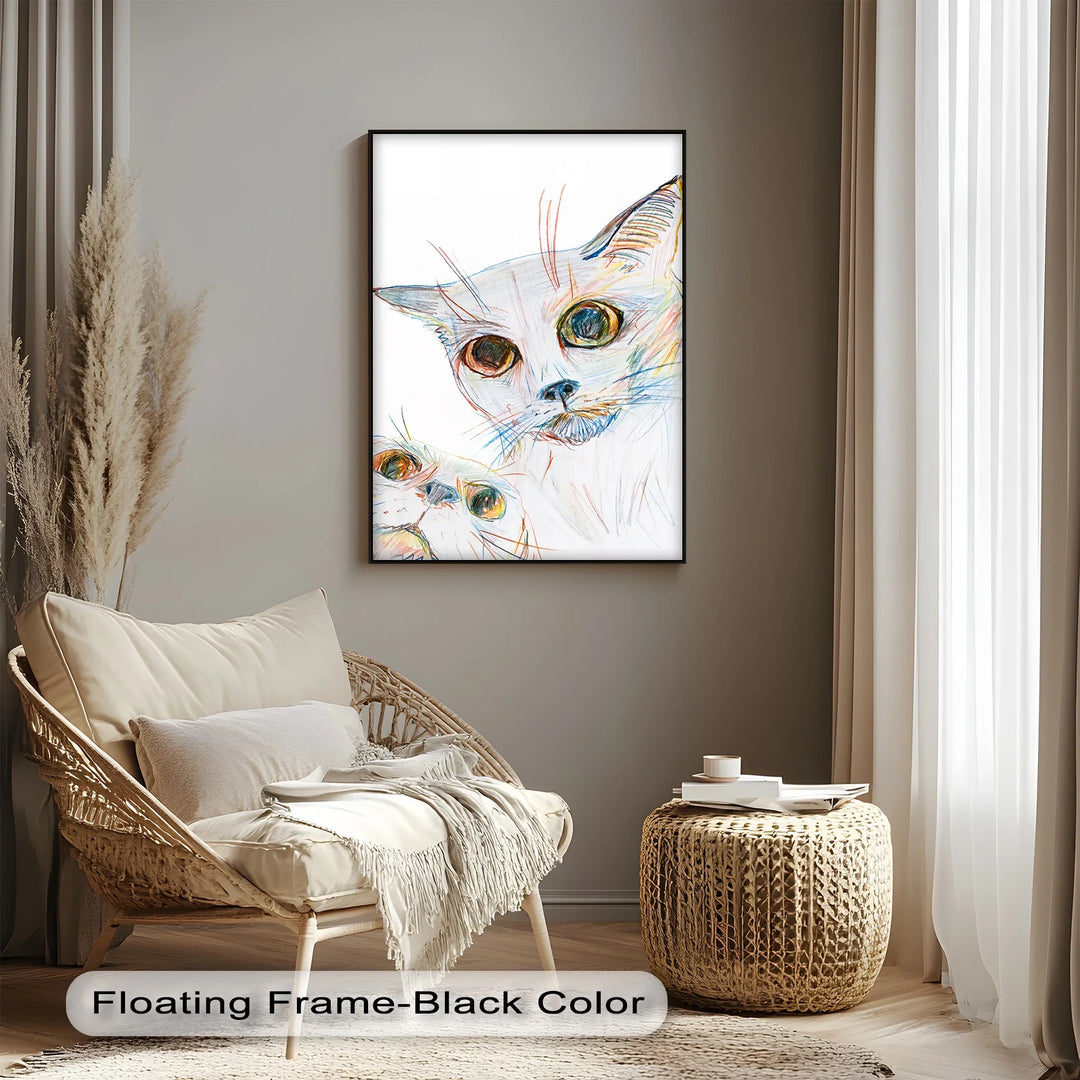Color Stare – Abstract Cat Faces in Pastel Lines Cat Canvas Print - MyPhotoStation