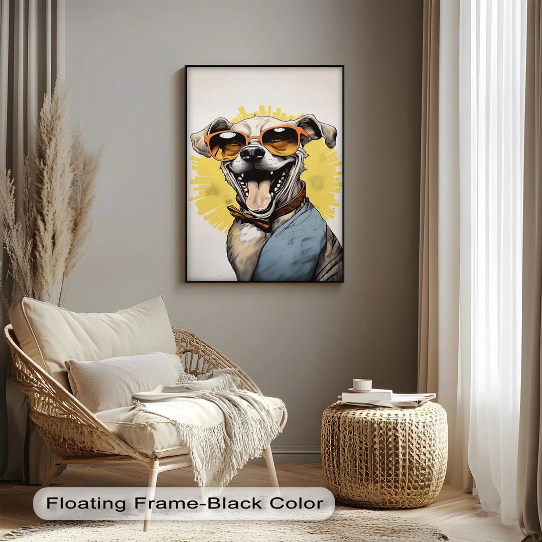 Sunshine Smile Pup – Retro Cool Dog Portrait Puppies Canvas Print - MyPhotoStation