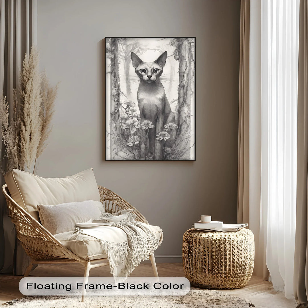Mystic Forest Watcher – Elegant Cat in Enchanted Woodland Cat Canvas Print - MyPhotoStation